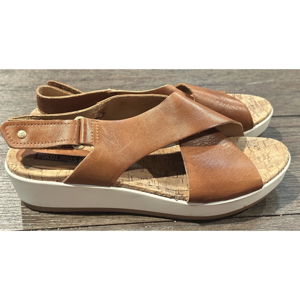 Pikolinos brown Leather Platform Wedge Sandals Womens EU 41 US 10.5 - 11